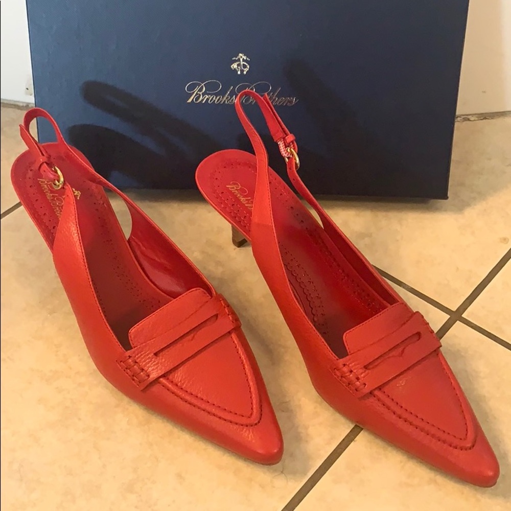 Brooks Brothers red kitten heels